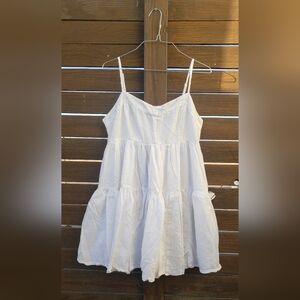 American Eagle Outfitters White Pleated Asymmetrical Sundress